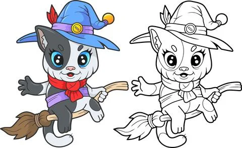 Cat witch Stock Illustration