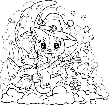 Cat witch Stock Illustration
