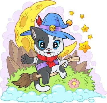 Cat witch Stock Illustration