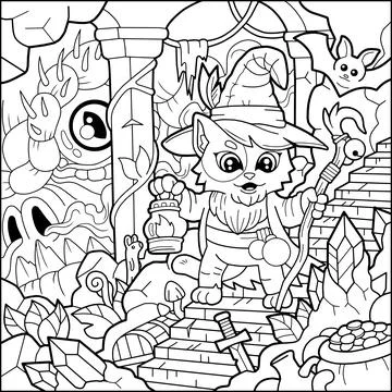 Cat wizard Stock Illustration