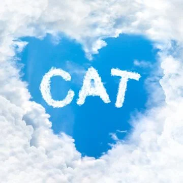 Cat word inside love cloud blue sky only Stock Photos