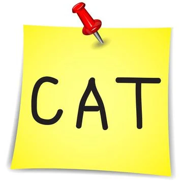 Cat Word on a Note Paper with pin on white Illustrazione stock