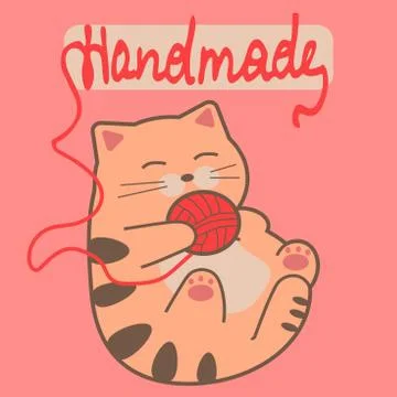 Cat with yarn Illustrazione stock