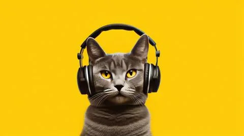Cat on yellow background, different Angle close-up Stock Photos