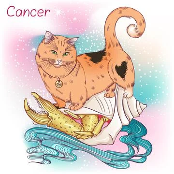 Cat zodiac color Cancer Stock Illustration