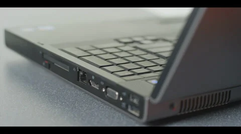 CAT5 into Laptop Angled Stock Footage 39252655