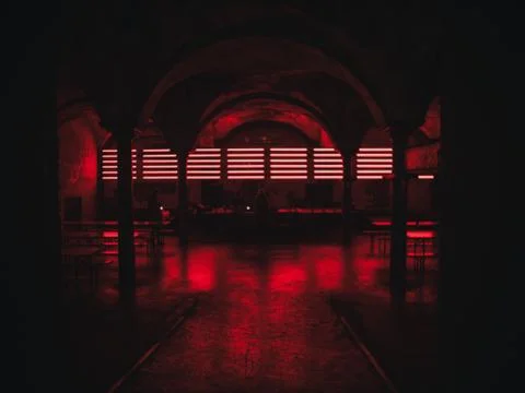 Catacomb bar with red light Stock Photos