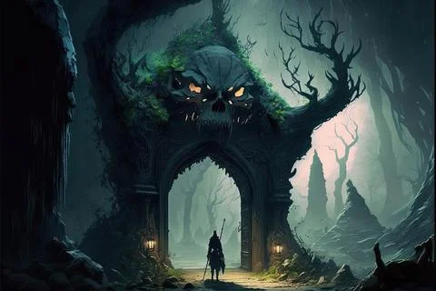 Catacombs In The Mountains Stock Illustration