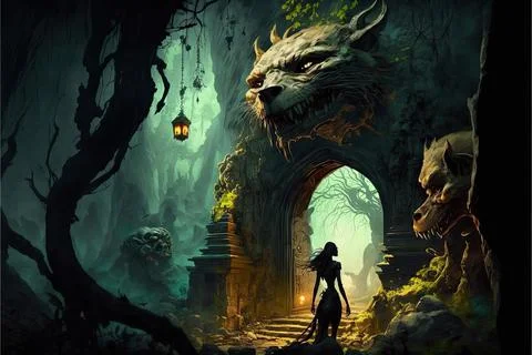 Catacombs In The Mountains Stock Illustration