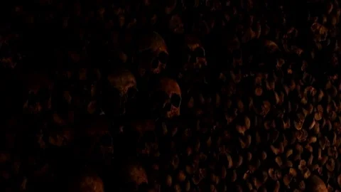 Catacombs in Paris, skulls, bones Vidéo 78040774
