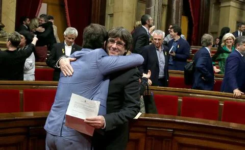 Catalan Assembly approves the declaration of unilateral independence, Barcelona, Stock Photos