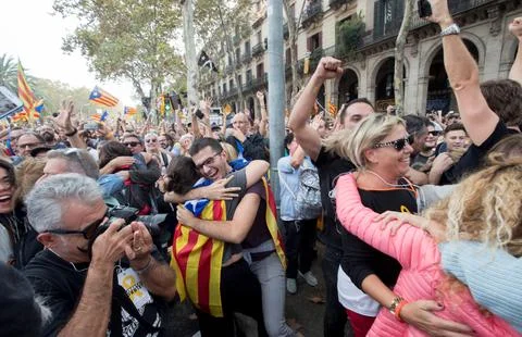 Catalan Assembly approves the declaration of unilateral independence, Barcelona, Stock Photos