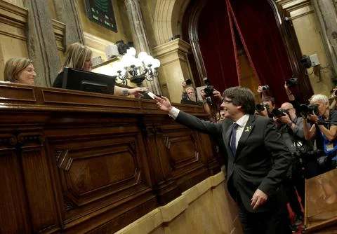 Catalan Assembly approves the declaration of unilateral independence, Barcelona, Stock Photos