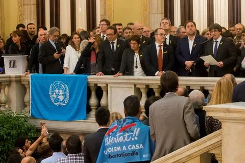 Catalan Assembly approves the declaration of unilateral independence, Barcelona, Stock Photos