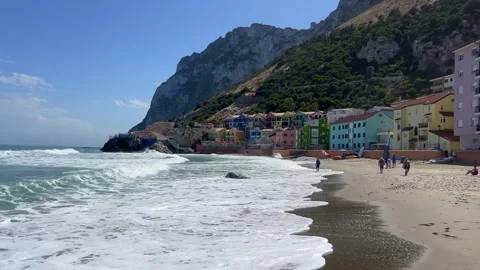 Catalan Bay in Gibraltar Stock Footage 240949896