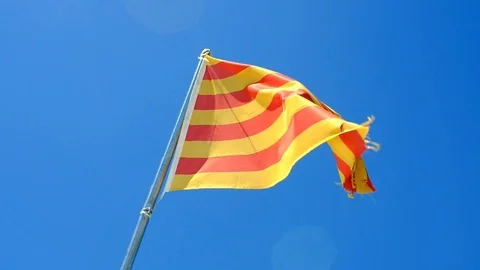 Catalan flag, waving on a pole Vídeo Stock 100883815
