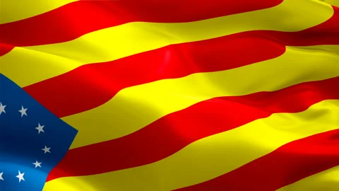 Catalan flag waving in wind video footage Full HD. Catalan Flag background Stock Footage 107364636