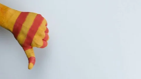 Catalan hand showing dislike sign. Stock Footage
