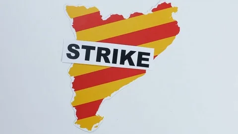 Catalan hands illustrate the strike in Catalonia Stock Footage 80727031