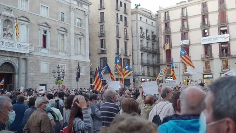 Catalan independence demonstration Stock Footage 140059030