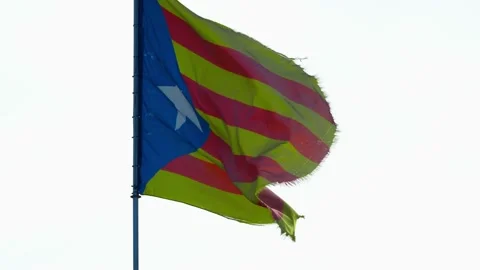Catalan independence flag waved by the wind Stock Footage 140901910