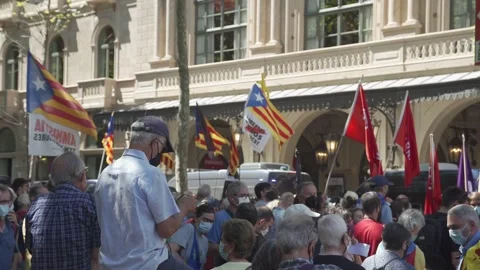 Catalan independence protesters Stock-Footage 163286907