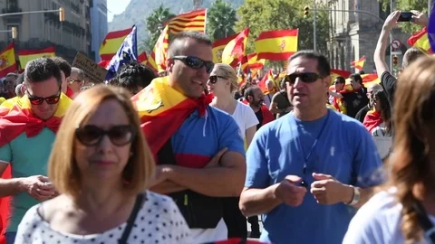 Catalan pro-unity march in Barcelona  Video stock 80837419