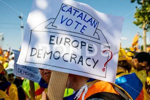 CAtalan vote and is Europe Democracy question protest Stock Photos
