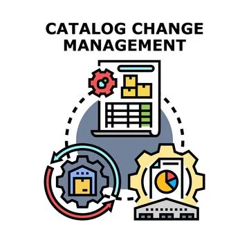 Catalog change management process loop illustration Illustrazione stock