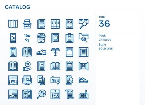 Catalog Complete Vector Package with 36 256x256 Bold Line Display Perfect Ico 库存插图