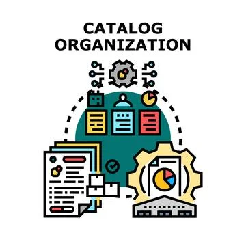 Catalog data organization managing business inventory system Stock Illustration