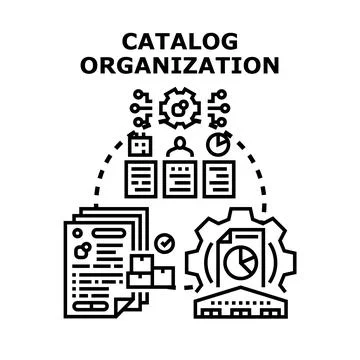 Catalog data organization managing business inventory system Stock Illustration