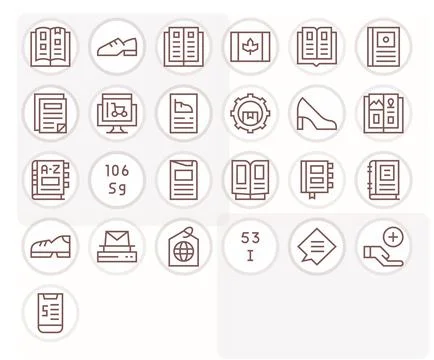 Catalog featuring 25 64x64 Vector Icons in Regular Line Design 스톡 일러스트