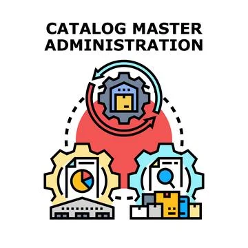 Catalog master administration concept icon illustrating business data manag.. Stock Illustration
