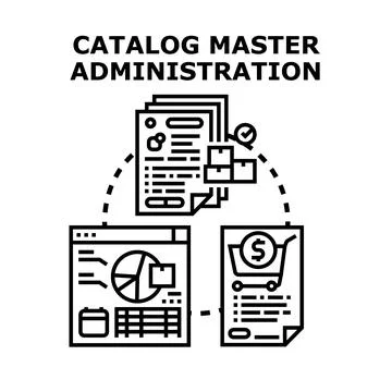 Catalog master administration managing product data development Stock Illustration