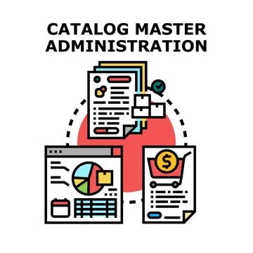 Catalog master administration managing product data development Stock Illustration