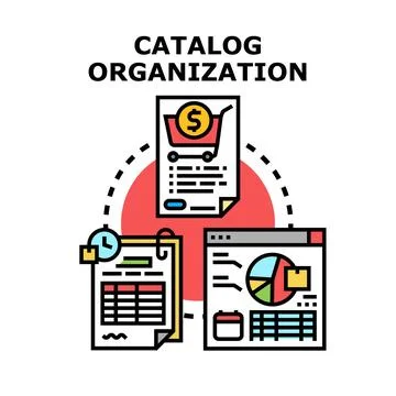 Catalog organization concept creating product data management system Stock Illustration