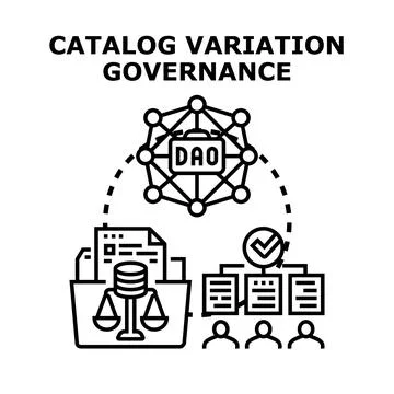 Catalog variation governance and decentralized autonomous organization Stock Illustration