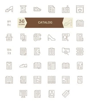 Catalog Vector Graphics Pack including 40 Thin Line 128x128 Grid Fitted Icons Stockillustratie