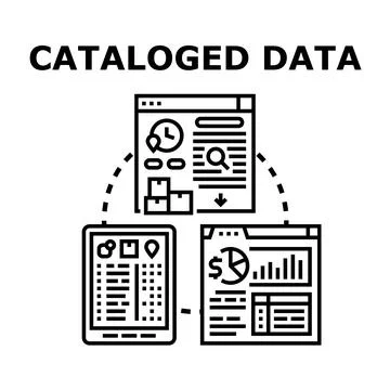 Cataloged data management processing storing information concept Stock Illustration