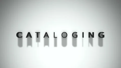 Cataloging 3D title animation matte black text on a white background Stock Footage 300716024