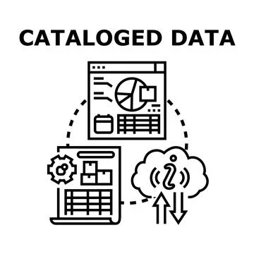 Cataloging data information system and management process Illustrazione stock