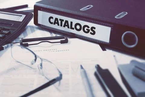 Catalogs on Office Folder. Toned Image Foto stock