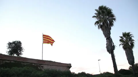 CATALONIA FLAG in Castle Video stock 51304529