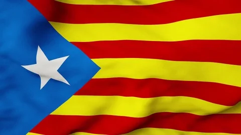 A Catalonia flag flaps in the wind Stock Footage 80796053