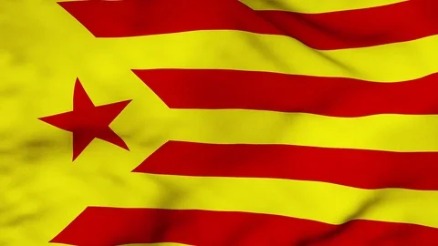 A Catalonia flag flaps in the wind Stock Footage 80820419