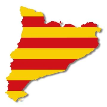 Catalonia flag map on white background 3d illustration with clipping path Stock Illustration
