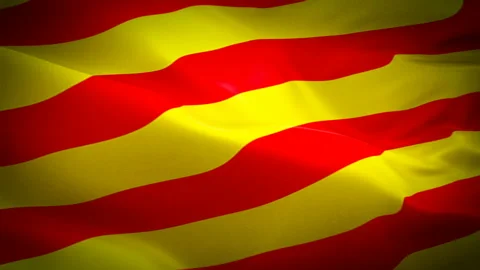 Catalonia flag Motion Loop video waving in wind. Catalan Flag background Stock Footage 107311219