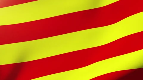 Catalonia flag waving in the wind. Looping sun rises style.  Animation loop Video stock 48275648