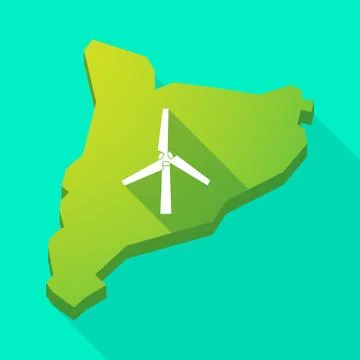Catalonia long shadow vector icon map with a wind generator イラスト素材
